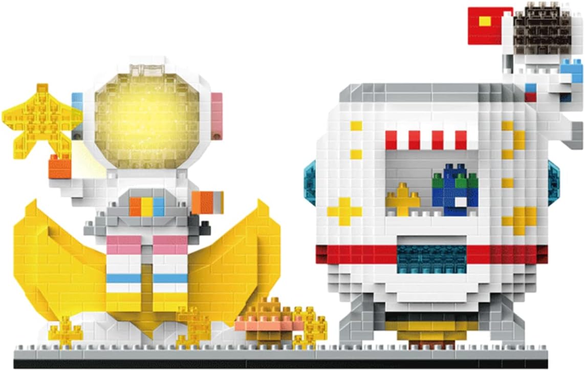 Astronaut Mini Building Blocks Micro Building Kits for Kids and Adults Space Toys with LED Lighting Kit Pen Holder Moon Compatible with Nano (1768 Pieces)