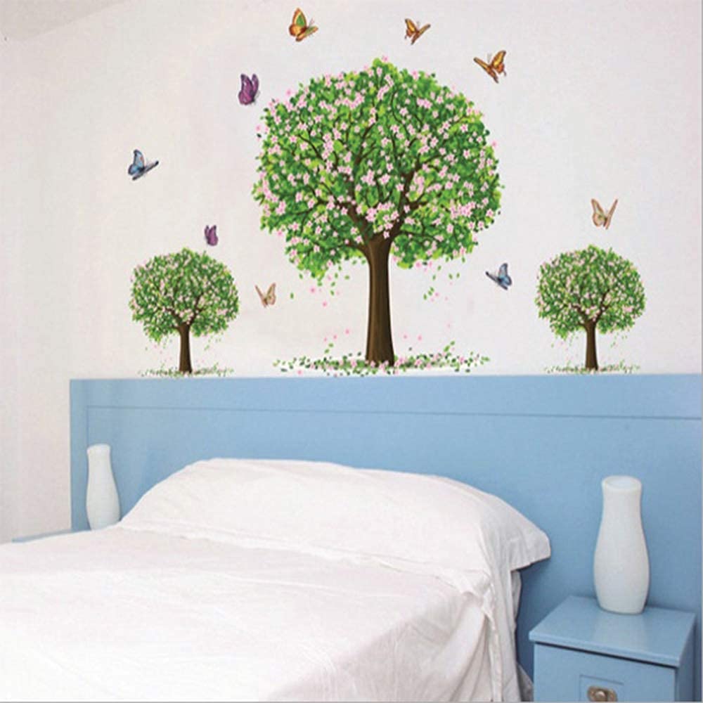 Adesivo da Parete Adesivi murali Rimovibili con Fiori Colorati, Simpatici Cartoni Animati Uccelli Farfalla Adesivi da Parete, Decalcomanie Colorate per la cameretta dei Bambini Arredamento vivaio