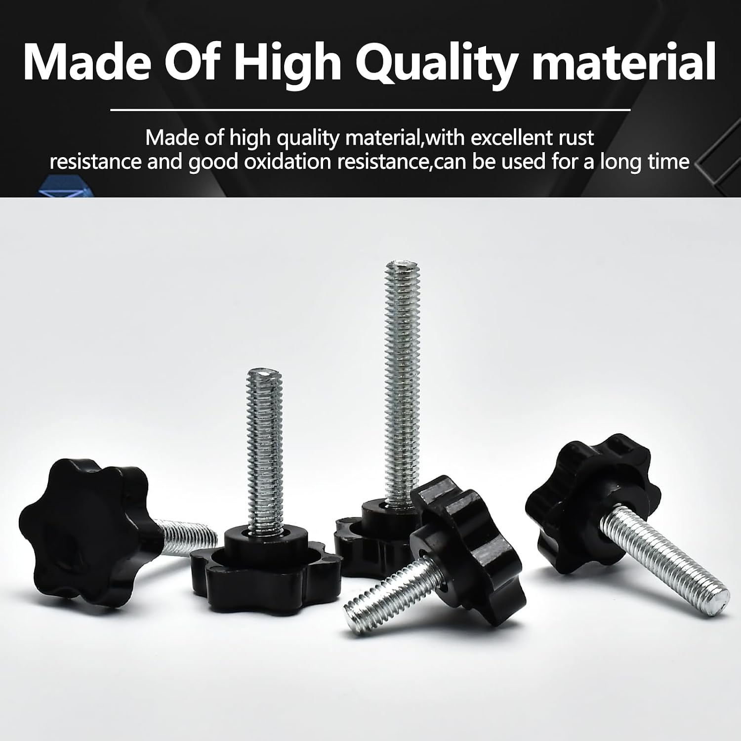 61 Pieces Star Knobs Screw Kit M6 Nylon Black Plastic Replacement Star Hand Knobs with Steel Tightening Screws Standard Metric Handle Thread Stud Bolt Hardware M6x10/12/16/20/25/30/40 mm
