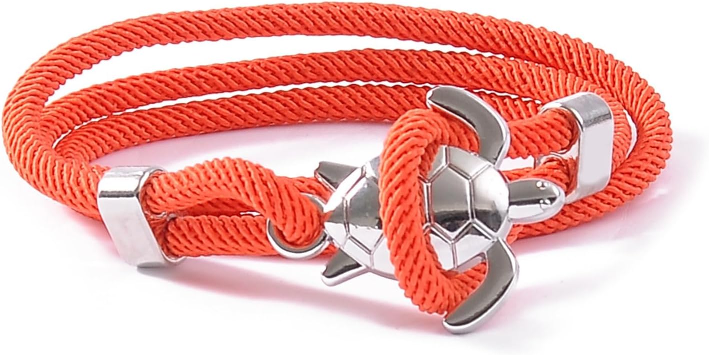 Sea Turtle Wrap Bracelet Silver Color- Unique Design, Adjustable Nylon, 21" Length
