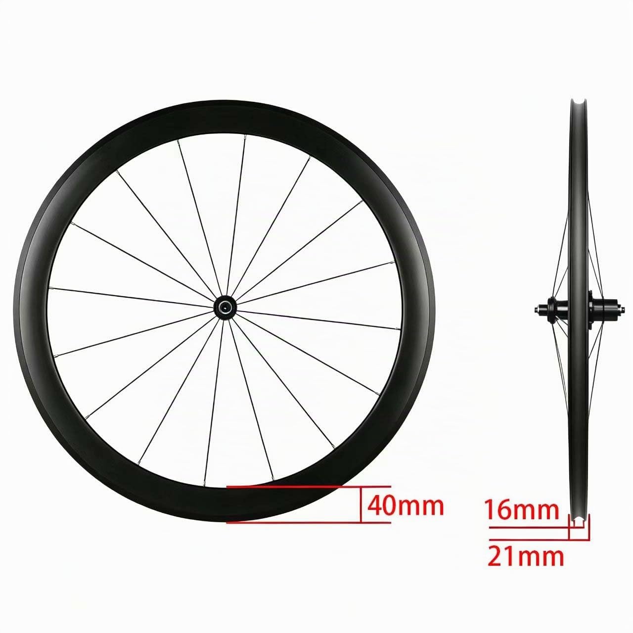 Set di Ruote da Bici da Corsa 700C con Freni A Pattino Anteriore E Posteriore, Cerchi da 30/40/50 Mm, Mozzo in Carbonio, Cassetta A 8/9/10/112 velocità, 100/130 Mm