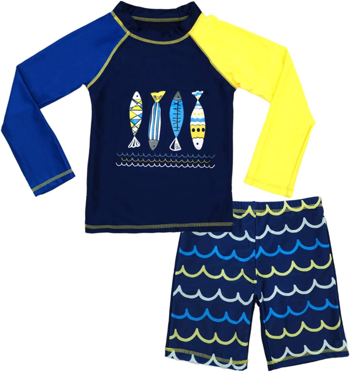 SINOLYBoys Two Piece Rash Guard Swimsuits Kids Long Sleeve Sunsuit Swimwear Sets