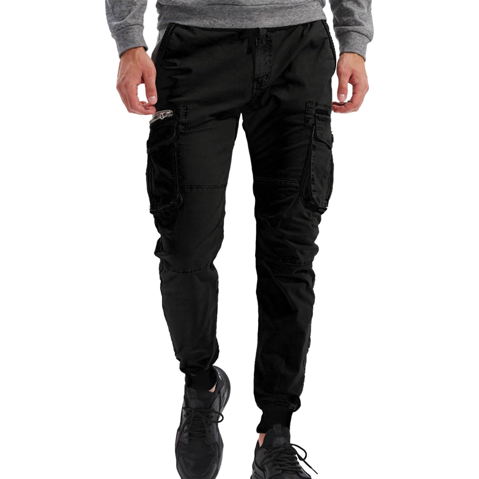 Generisch Pantalones cargo para hombre Jogger 3XL: pantalones deportivos con muchos bolsillos, pantalones de chándal con puños, pantalones de chándal con protección contra el viento, pantalones