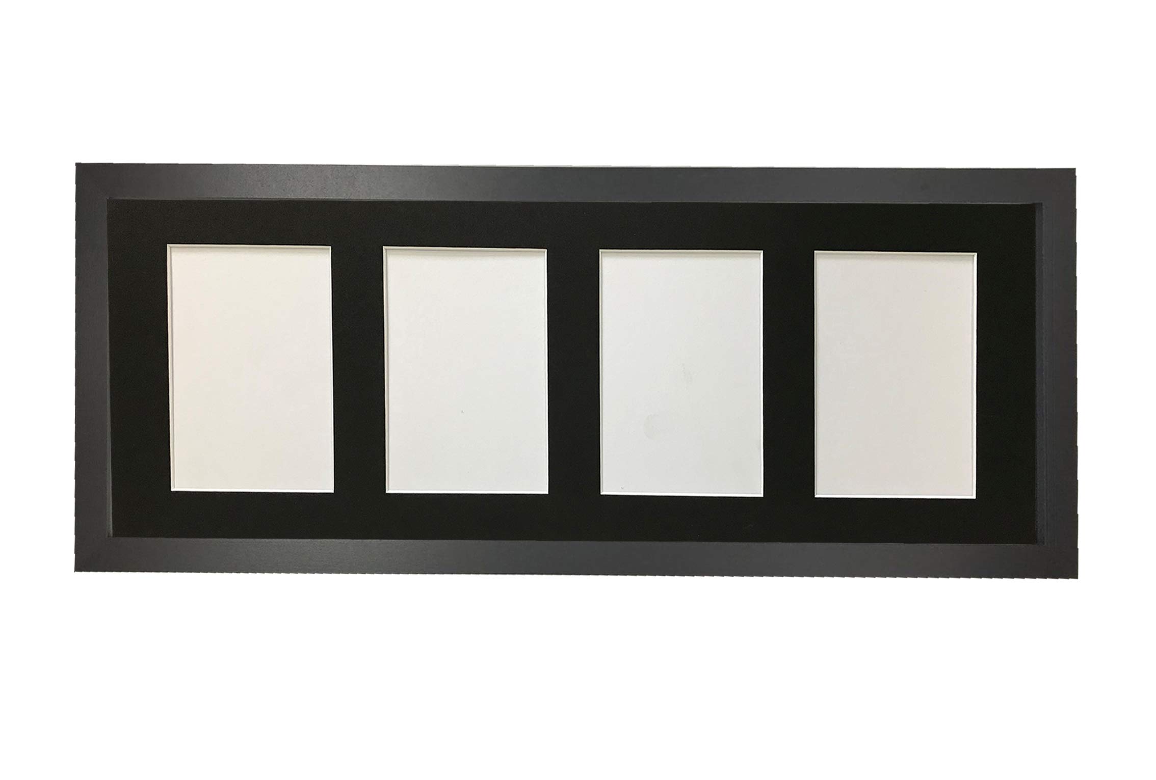 Frames By Post Black Frame And Black Multi Mount H7 Black Picture Photo Frame With Black 7 X 5 Inch Four Aperture Long Mount