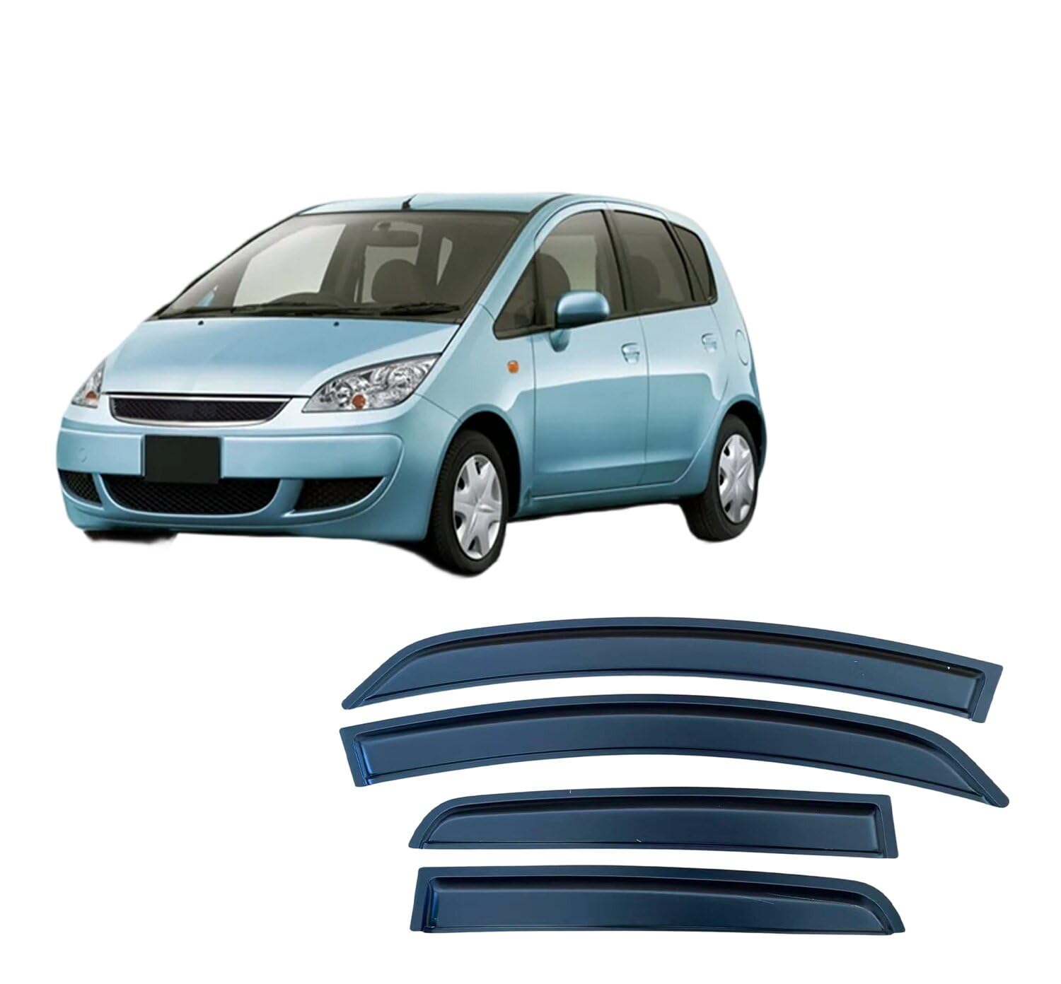 Liufangfc Normal Wind Deflectors For Mitsubishi Colt 2004-2013 Htb 5D Euro – 4Pc Tape-On Smoked Visors, Weatherproof, Anti-Salt/Snow, Low-Noise