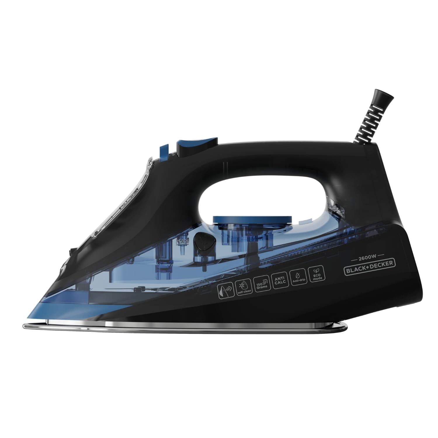 Black+Decker - Plancha de Vapor BXIR2606E 2600W | Golpe de Vapor 150 g/min | Suela de Cerámica | Punta de Precisión | Sistema Antigoteo | Doble Sistema Antical | Función Spray | Planchado Vertical