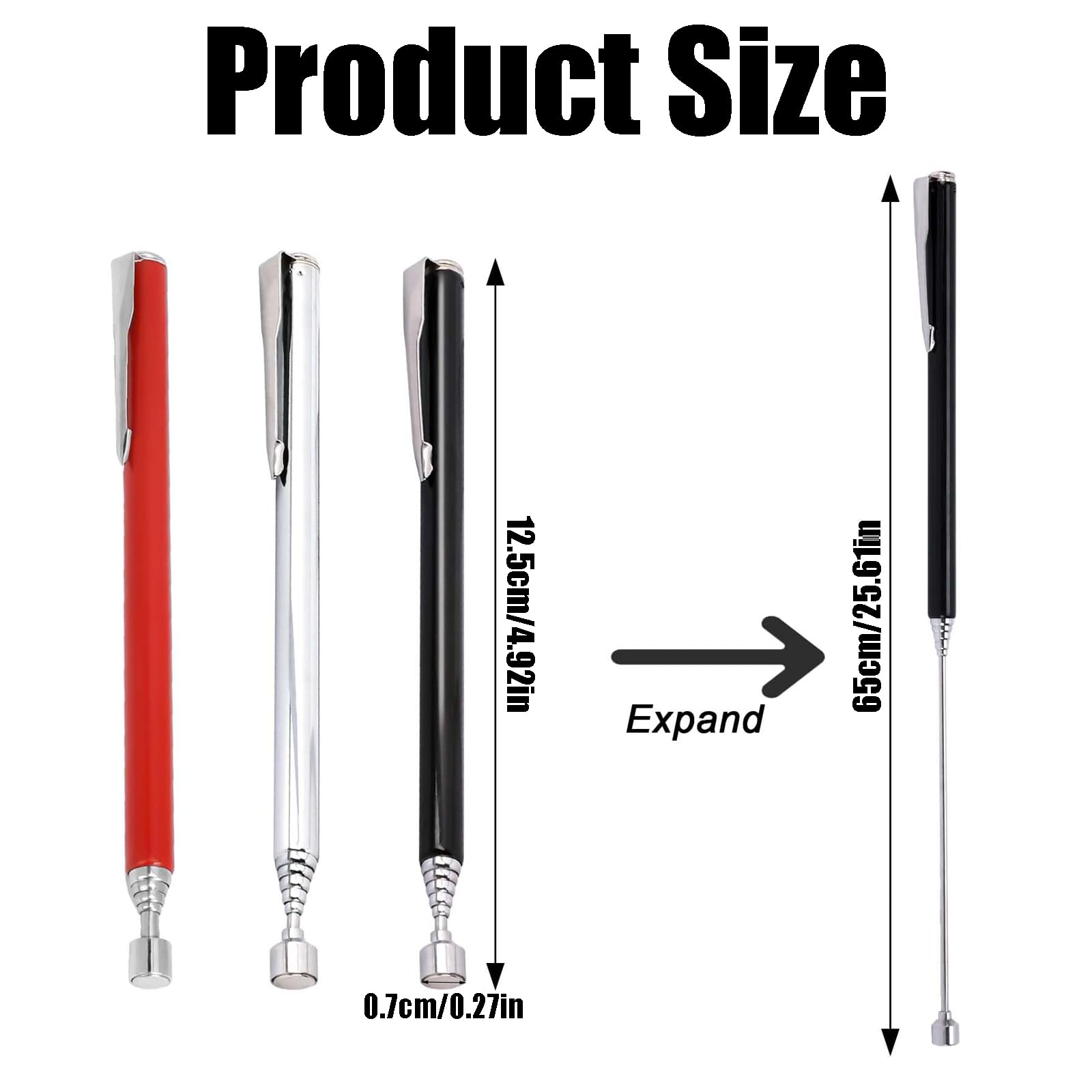Imán telescópico acero inoxidable barra magnética extrafuerte 65 cm 3 unidades elevador magnético