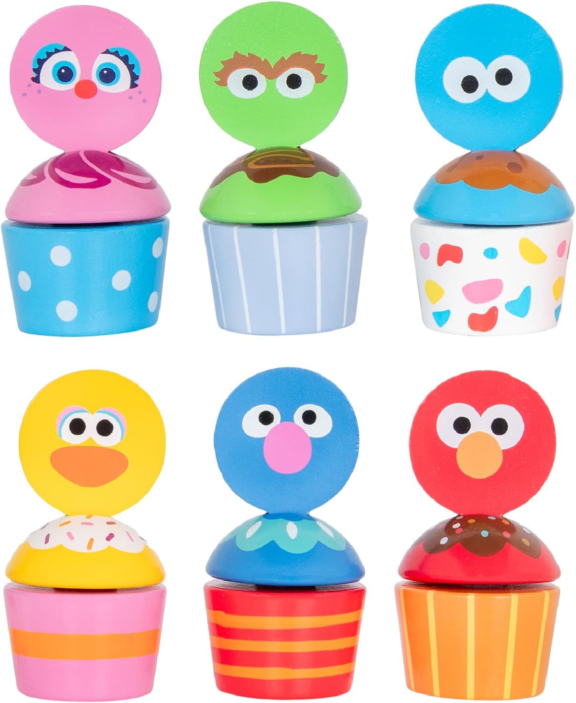 KIDS PREFERRED Sesame Street-Wood Mix-n-Match Cupcake Set for Toddlers