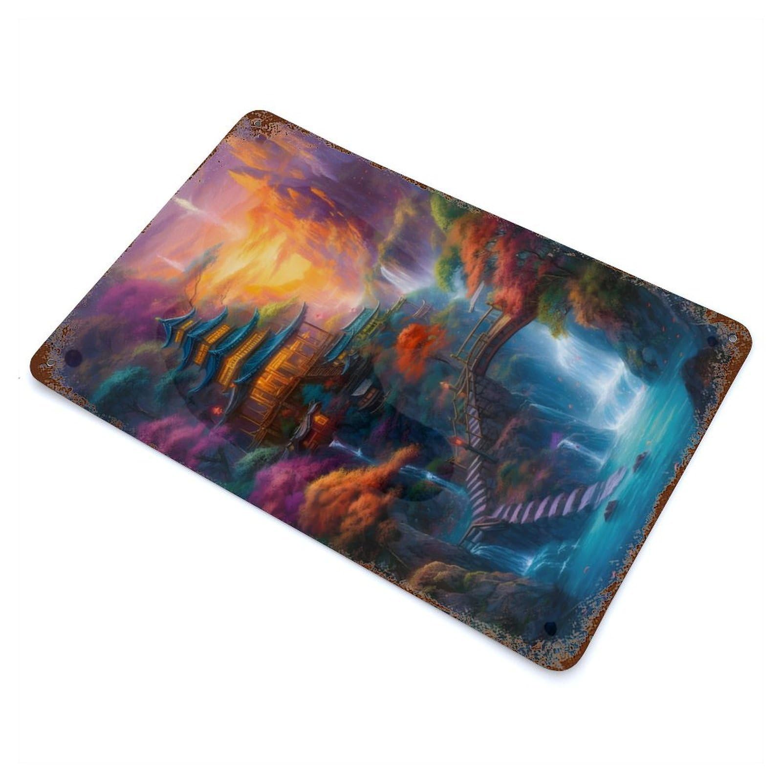 Fantasy Landscape 44 Decorative Tin Sign 11.8"x7.9", for Bistro, Counter And Cafe Decor, Retro Wall Decor