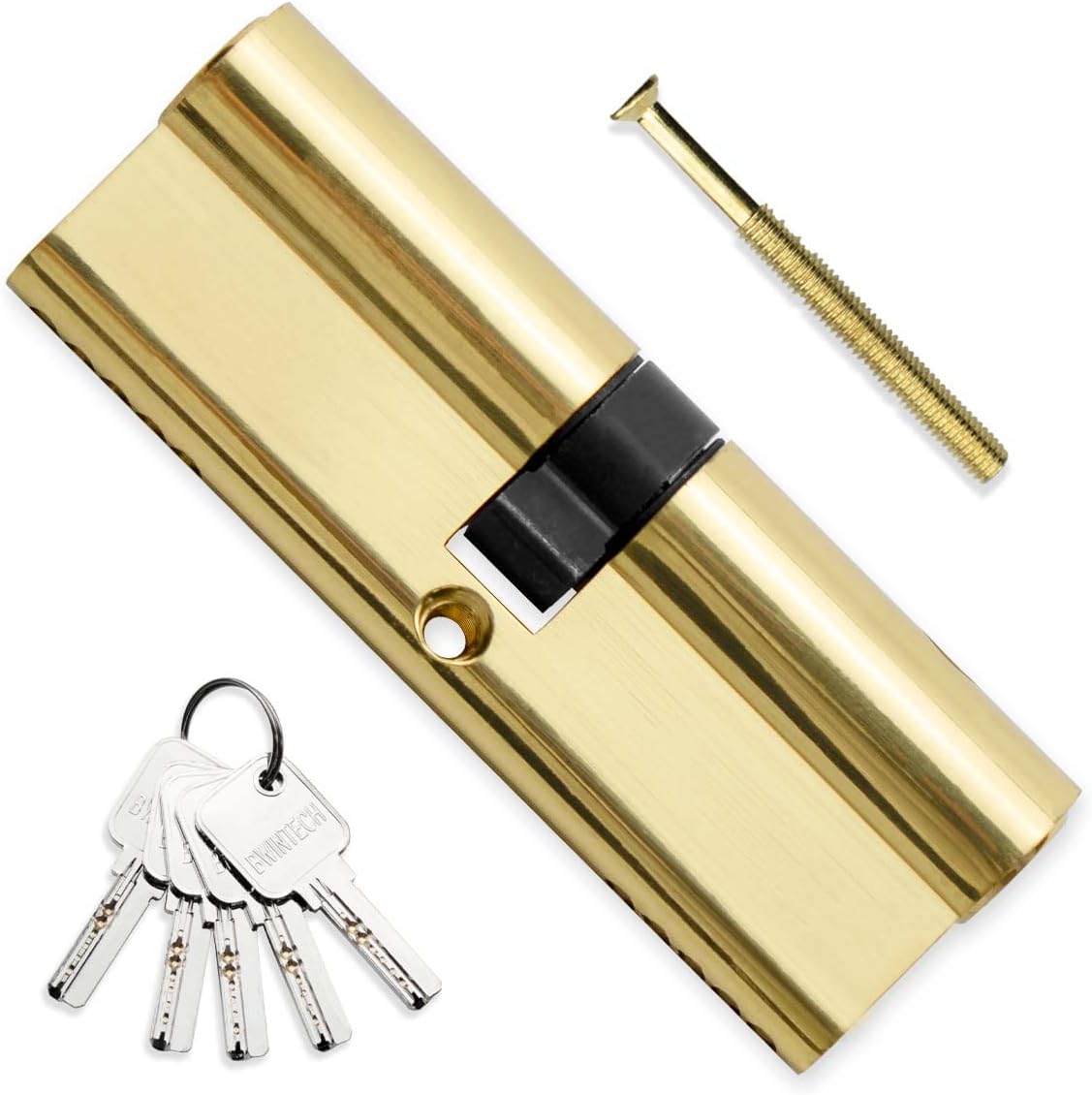Bwintech 100mm(50/50) Brass Euro Cylinder Door Barrel Lock,Key/Key with