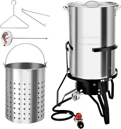 Bonnlo 50QT Stainless Steel Turkey Fryer & Seafood Boil Pot,