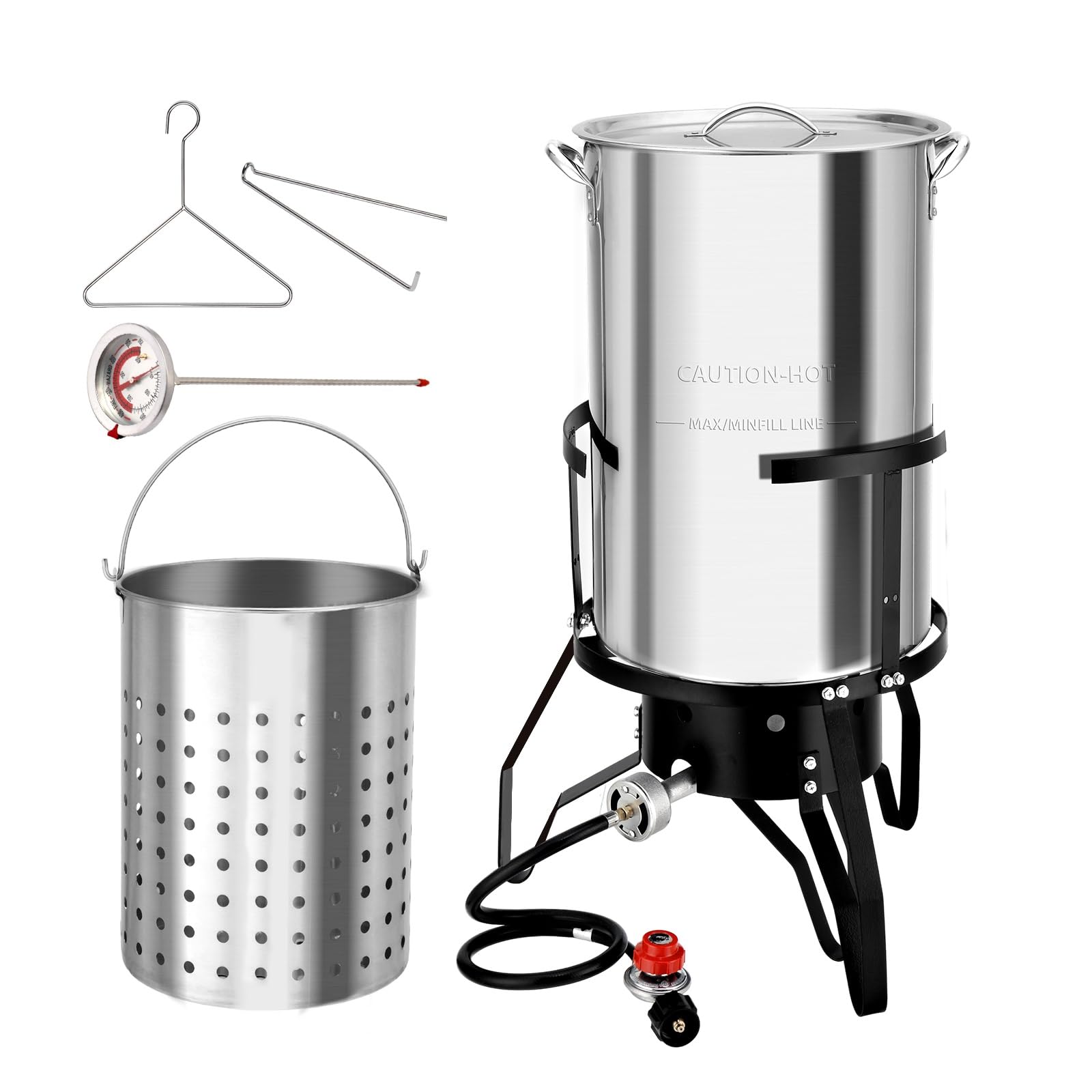 Bonnlo 50QT Stainless Steel Turkey Fryer & Seafood Boil Pot