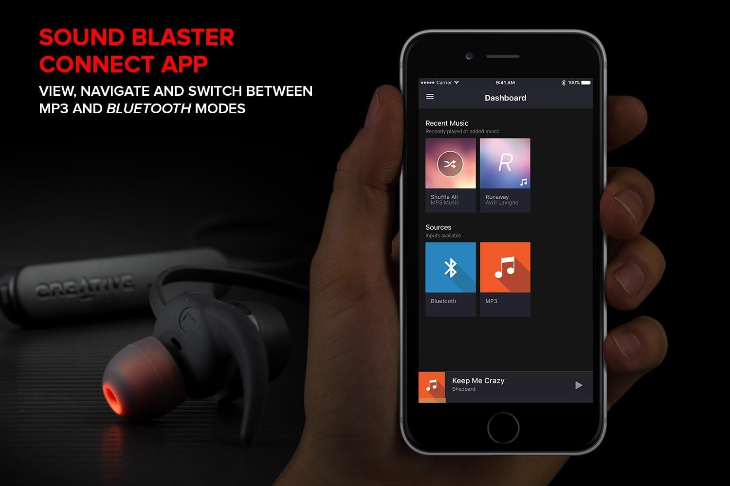 Creative Outlier ONE Plus Wireless Bluetooth 4.2, IPX4 Water-Resistant Sweat-Proof in-Ear Headphones (with 4GB MP3 Player)