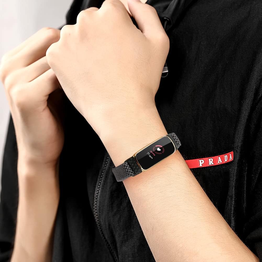 4 Pack Elastic Bands Compatible with Fitbit Luxe Bands, Soft Adjustable Nylon Sport Loop Stretchy Straps Replacement Wristband Women Men for Fitbit Luxe image 5