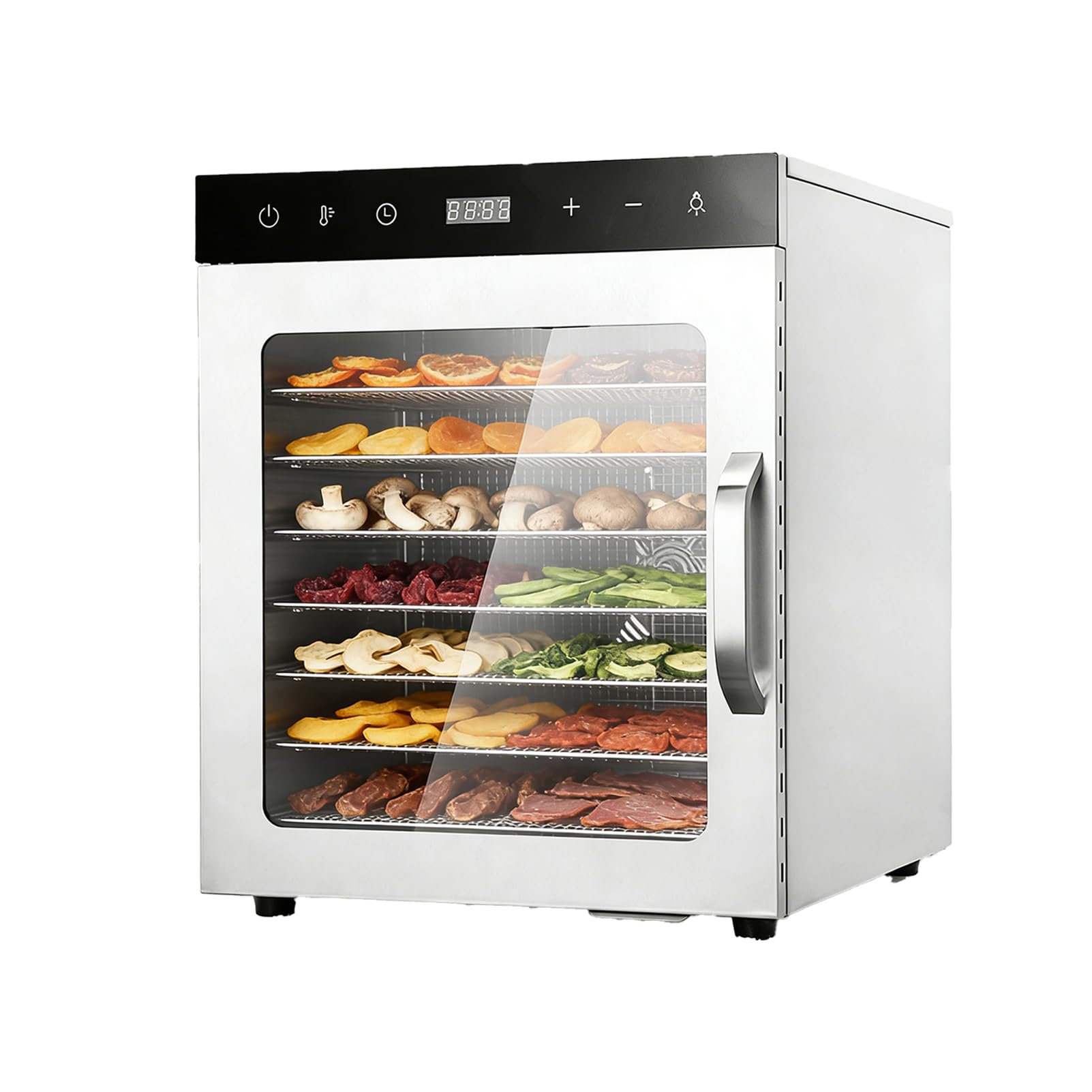 Deshidratador De Alimentos De 8 Niveles︱Secador De Frutas Para El Hogar Con 6 Plantas Acero Inoxidable︱Deshidratador De Frutas y Verduras Control De Temperatura 30-90°c︱Ideal Para Frutas