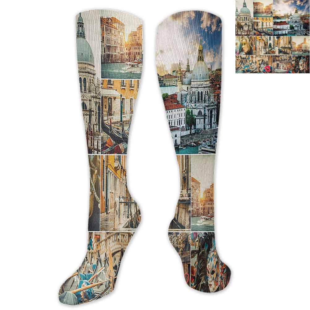 Funny Unisex Caribbean Island Overlook with Palm Tree and Ocean Exotic Travel Destination Print Socks for Girl