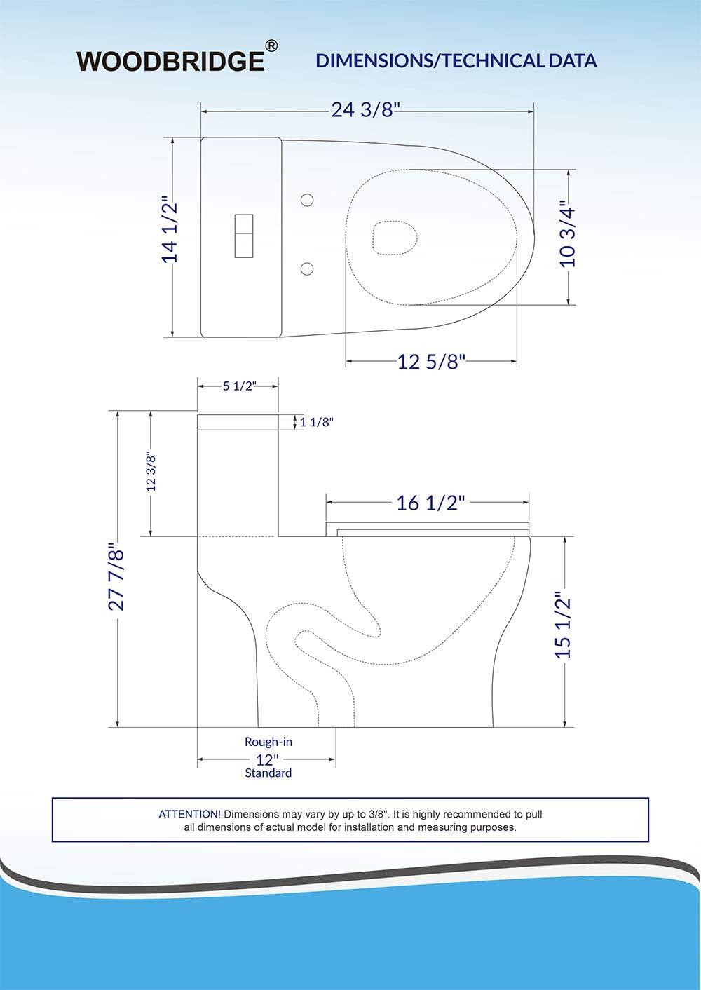 WOODBRIDGE B0500-MB Toilet, with Matte Black Button : Everything Else