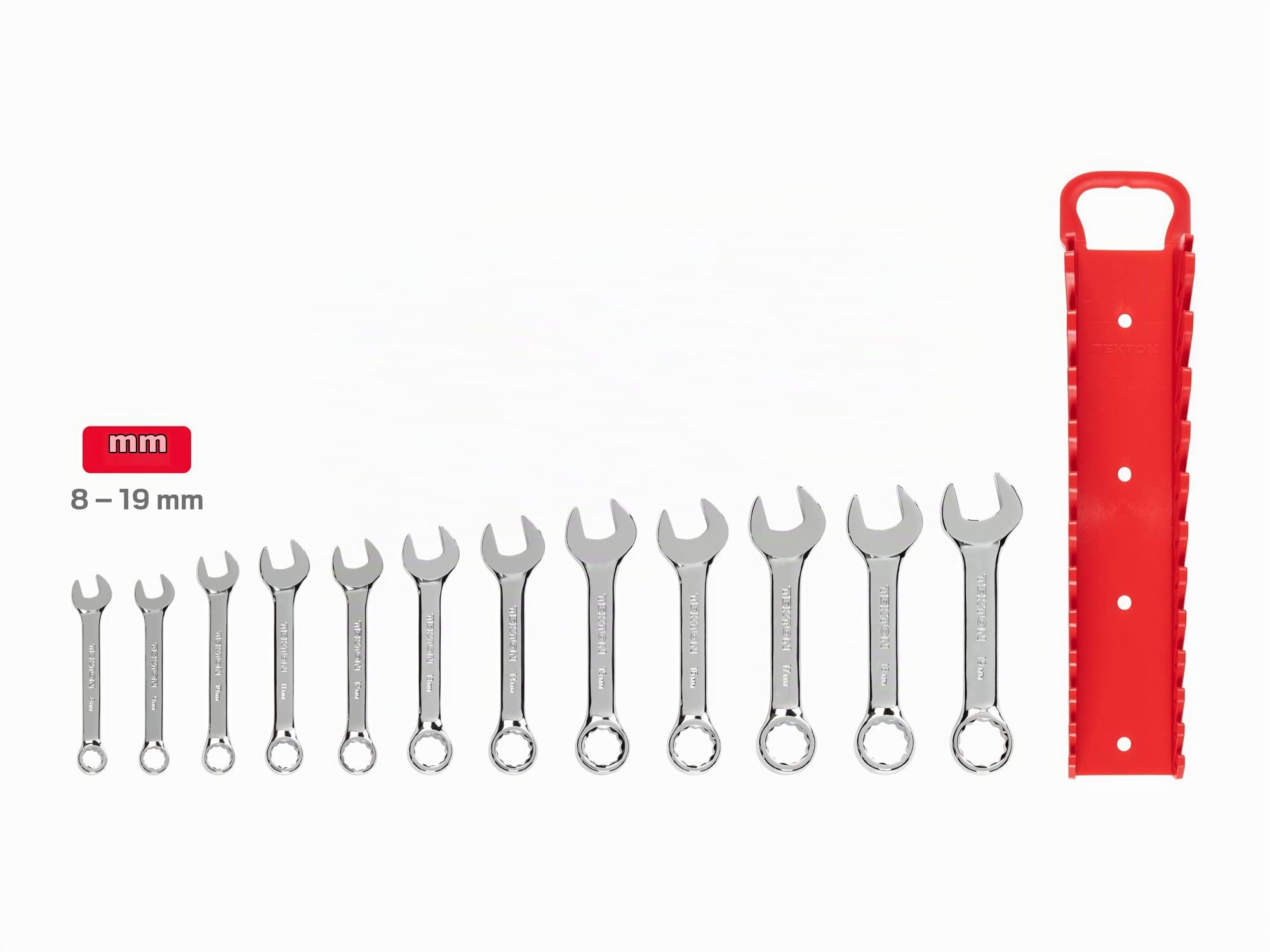 TEKTON WRN01170 - Set di chiavi combinate tozze con custode Store and Go, metriche, 8-19 mm, 12 pezzi