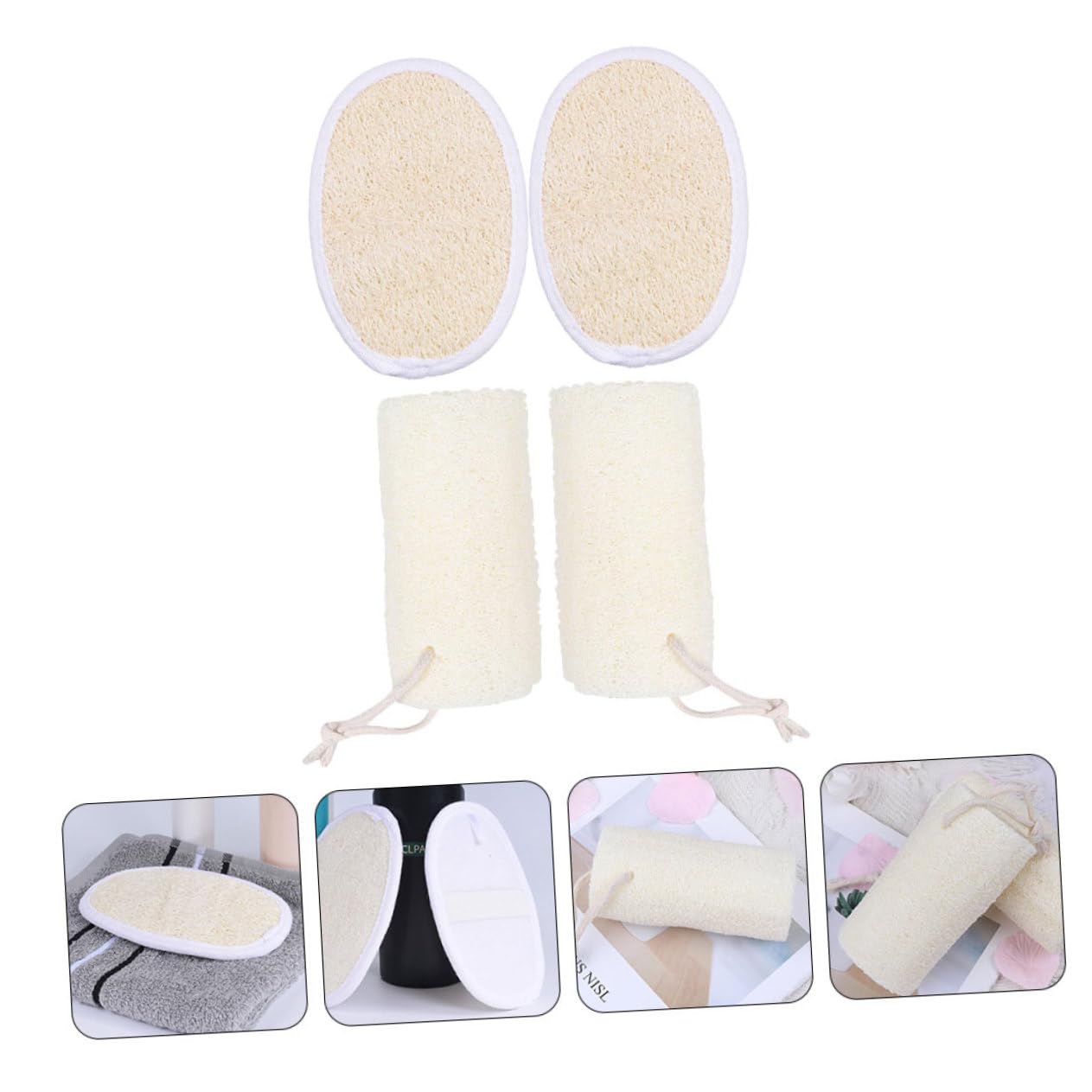 Housoutil 8piezas Esponjas Exfoliantes De De Cilíndricas Planas Para Ducha y Baño De Cuidado y Efectivas Para Exfoliación y Limpieza De