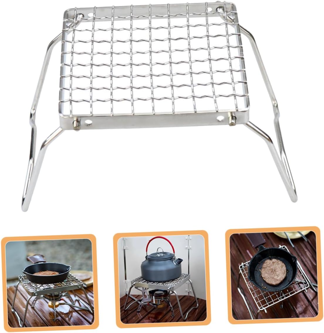 Portable Stainless Steel Folding Bbq Grill Grate Compact Campfire Grill for Outdoor Cooking Camping Picnics and Traveling
