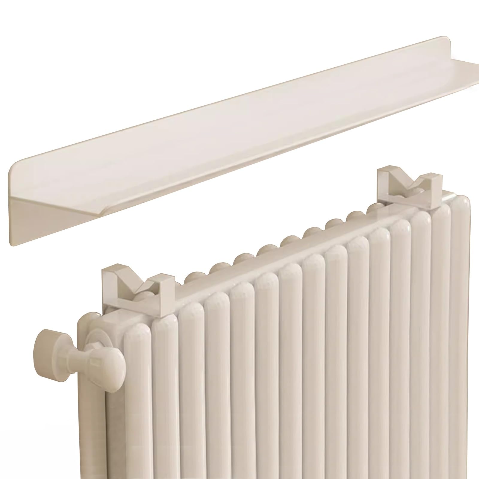 éTagèRe Tablette De Radiateur Cache-radiateur en métal blanc, L 40 60 80100120 cm, étagère flottante sur radiateur – Largeur 15 cm, maximise l'espace, support de rangement moderne avec support(60cmx15