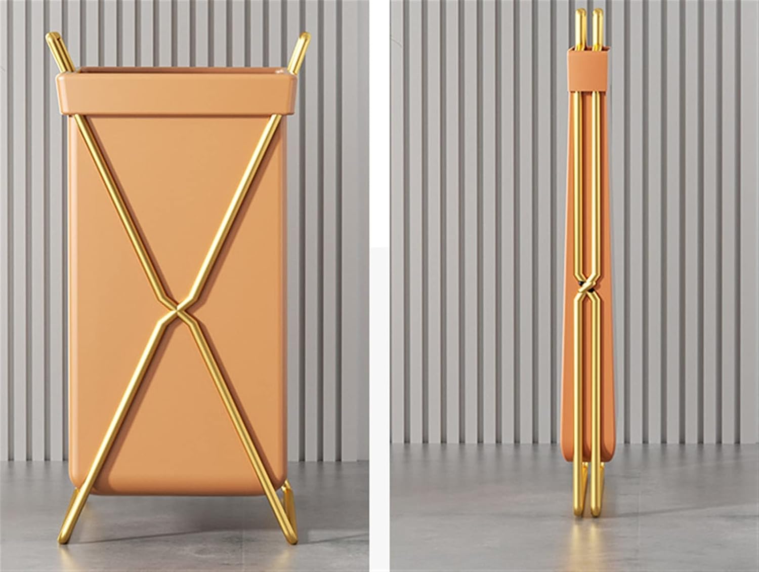 GIBZ Folding Laundry Basket Large Removable Waterproof Leather Clothes Hampers with Lid Brown（with lid）