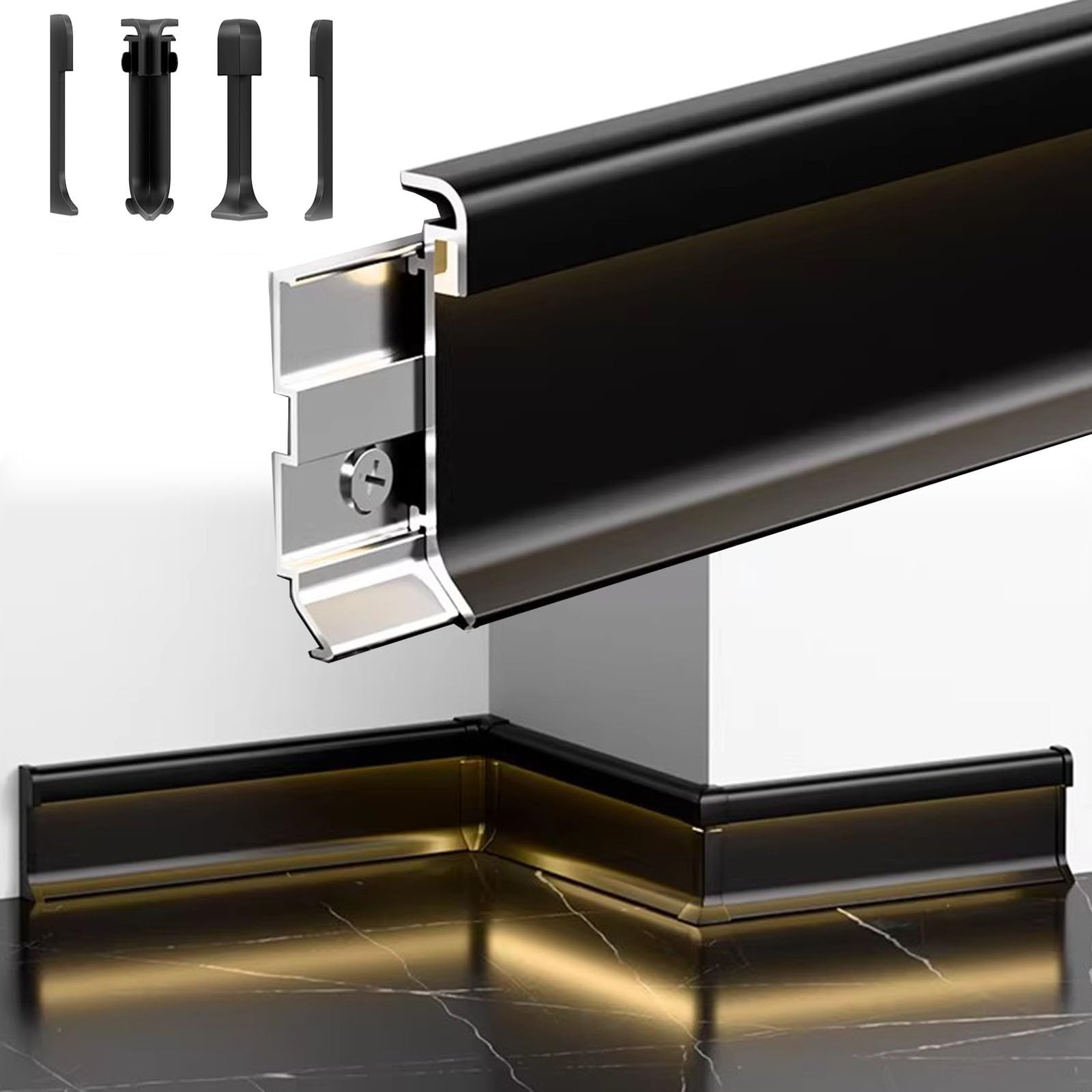 Plinthe lumineuse pour bandes DEL avec profilé en métal et plinthe à DEL aluminium 100,1 cm