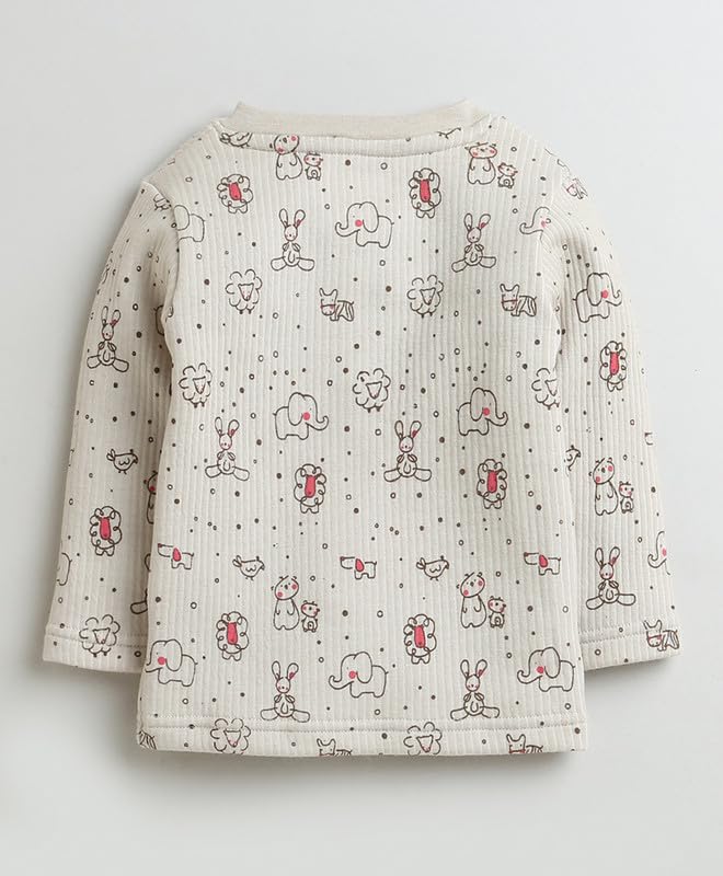 BUMZEE Beige & Dark Pink Girls Full Sleeves Cotton Thermal Jablas Pack of 2 Age - 12-18 Months (Peb9641F-bge.DPK) 1