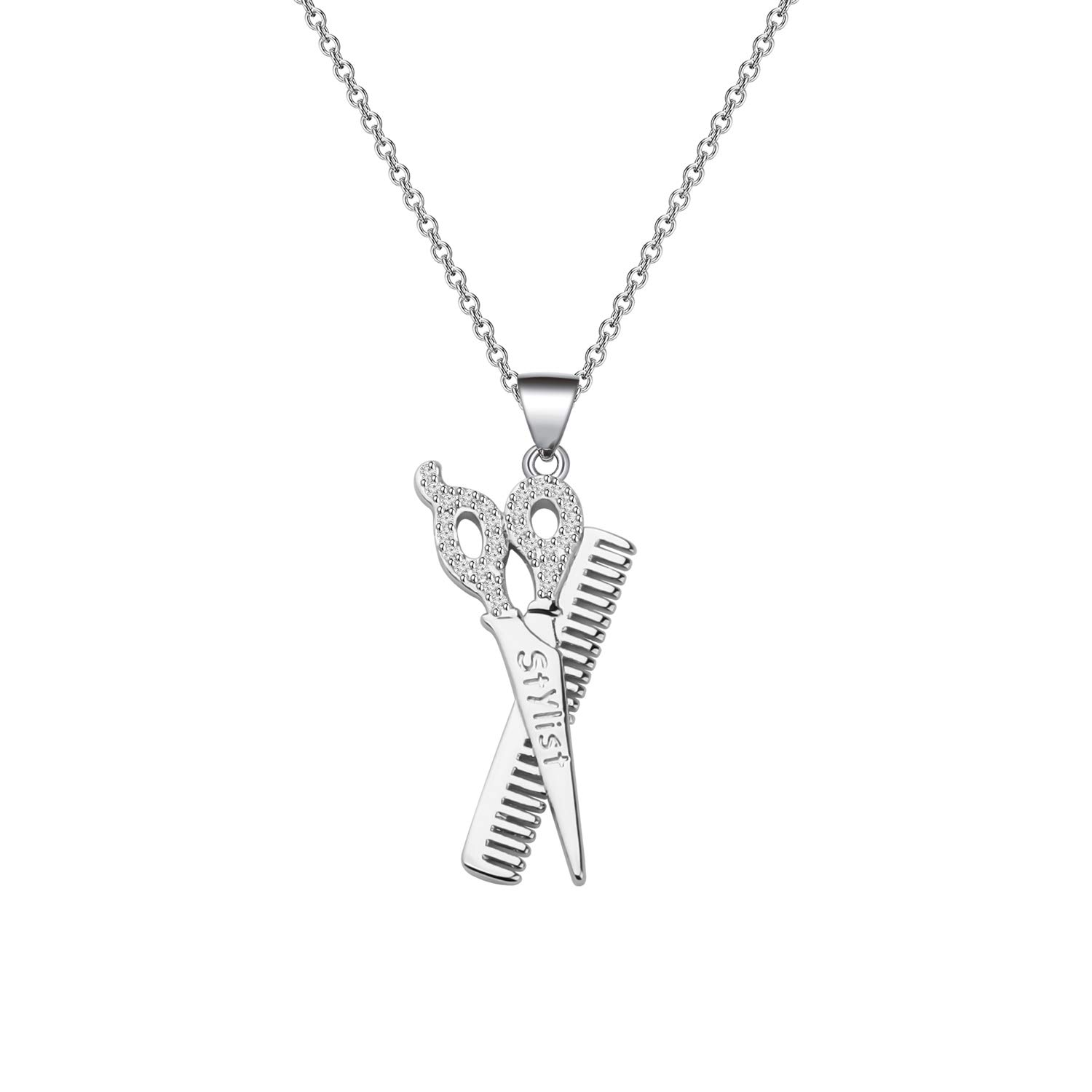 ENSIANTH Hairstylist Gifts Scissor Necklace Comb Pendant Scissors Jewelry Stylist Cosmetology Student Hairdresser Gift