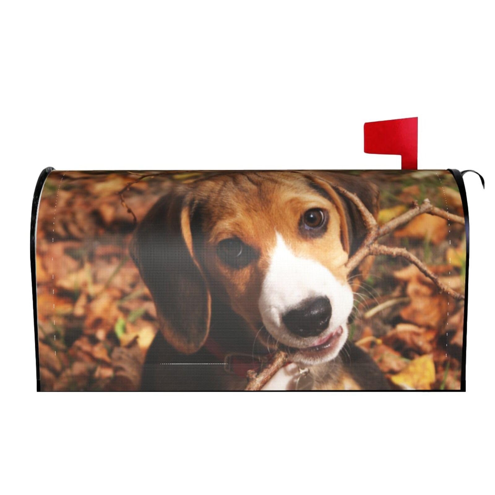 Xsovgoi Cute Beagle Dog Magnetic Mailbox Cover Standard Size Post Box for Outdoor Garden Yard Home Decor 25.5x21 in