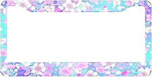 HOSNYE Colorful Floral Pattern License Plate Frame Pink Purple Blue Metal License Plate Cover Front Plates Frames Car Tag Frame for Women Men US Vehicles Standard