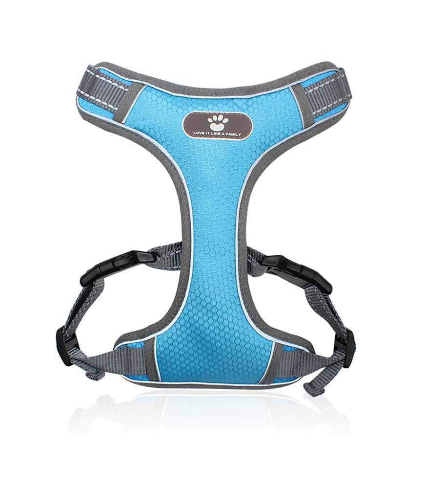 feiling Hondentuigje voor grote honden, No Pull borsttuig voor middelgrote en grote honden, reflecterend vest, tuigje, kleine honden, verstelbaar autotuigje, S, lichtblauw feiling Hondentuigje voor grote honden, No Pull borsttuig voor middelgrote en grote honden, reflecterend vest, tuigje, kleine honden, verstelbaar autotuigje, S, lichtblauw