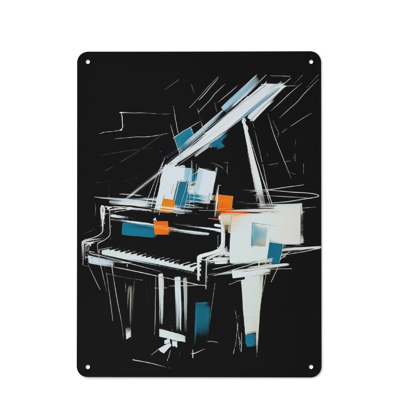 Junmoney Abstract Piano 40X30cm Retro-Style Tin Sign With For Café Or Home Bar, For Metal Sign Collectors, For Garage And Workshop Walls