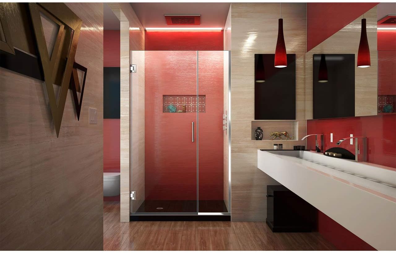 DreamLine Unidoor Plus 38 1/2 - 39 in. W x 72 in. H Frameless Hinged Shower Door in Chrome, SHDR-243857210-01