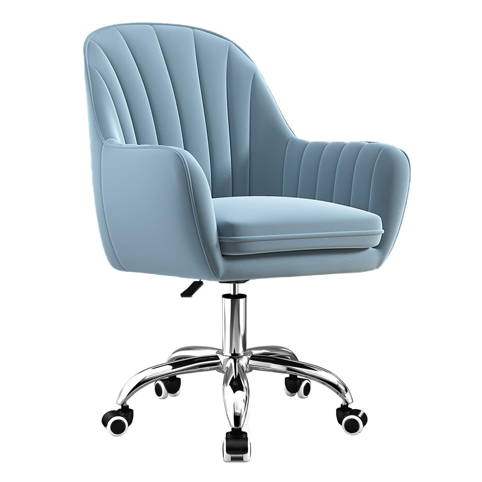 Chaise de bureau pivotante pour bureau à domicile en velours bleu clair