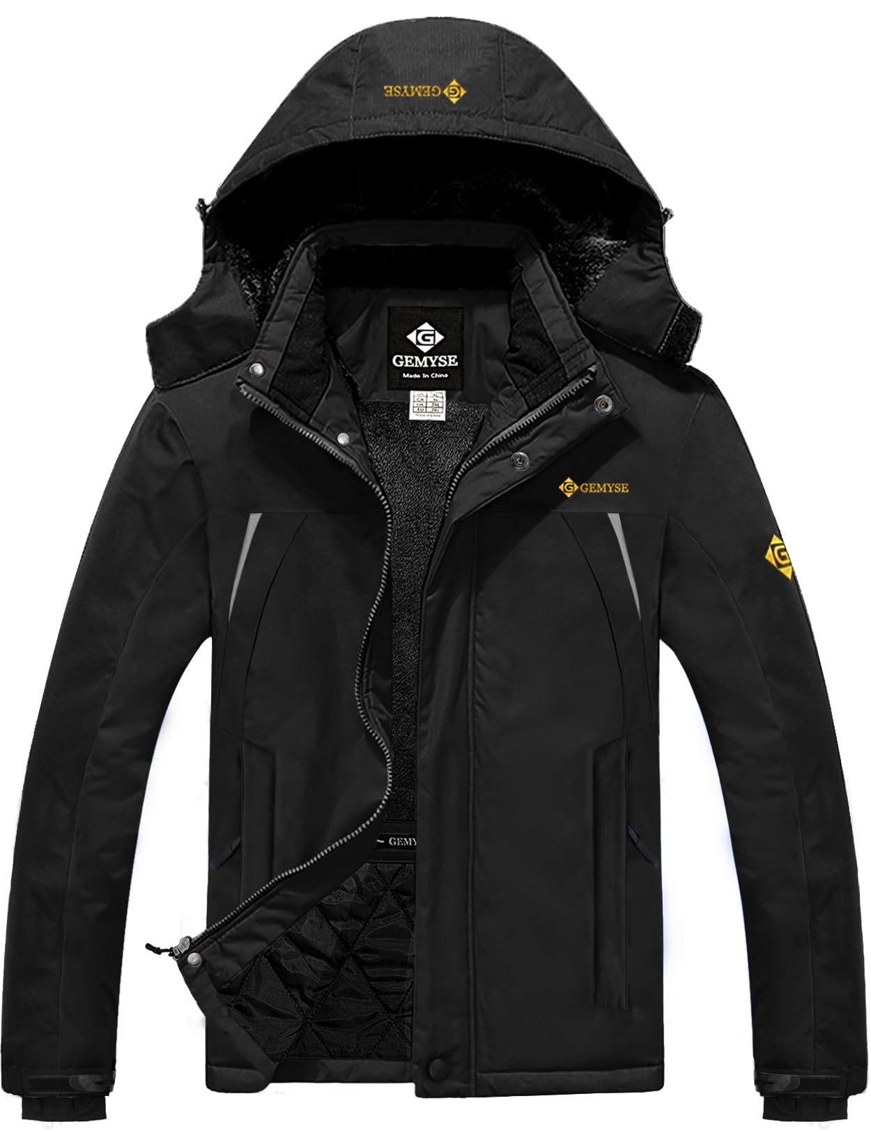 GEMYSE Chaqueta de Esquí Impermeable Hombre Abrigo Invierno Antiviento Capucha