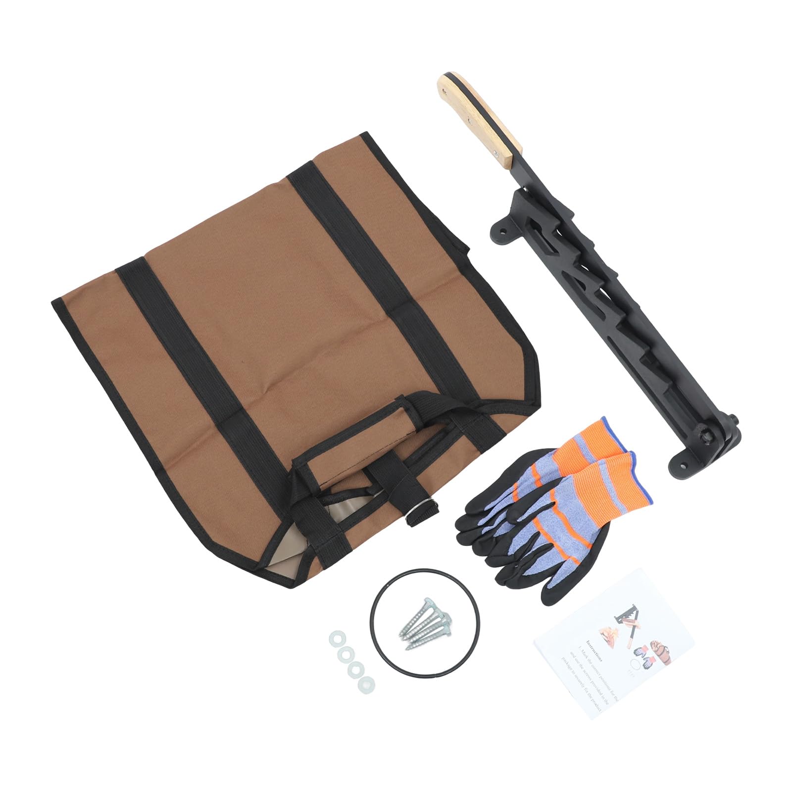 Spaccalegna manuale da ardere, per montaggio a parete, con guanti e borsa per il trasporto, per interni ed esterni, 10 x 10 x 57,5 cm