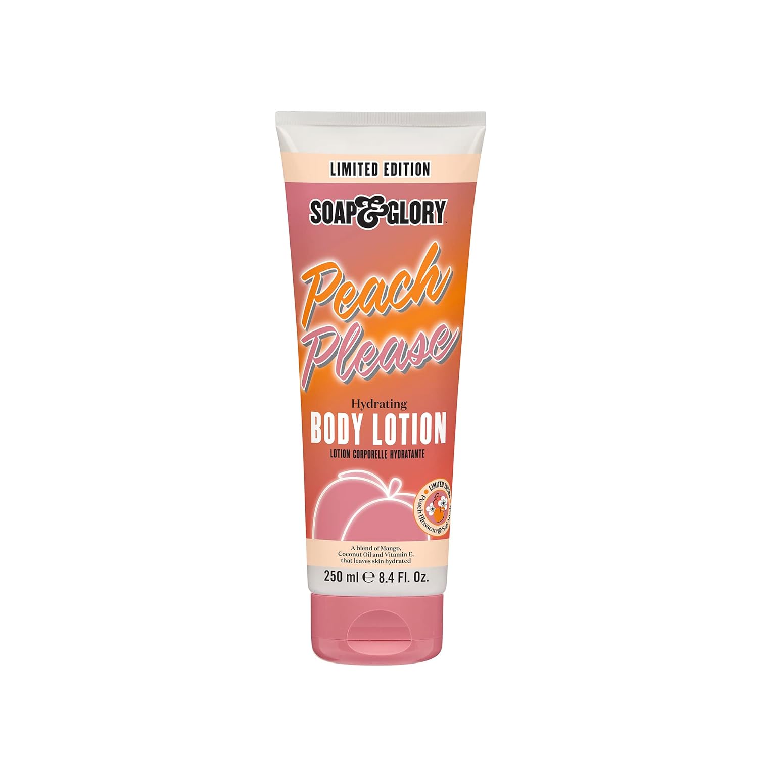 Soap & Glory Peach Please Body Lotion – Peach Blossom Body Lotion for Dry Skin – Formulated with Coconut and Almond Oil, Vitamin E, Shea Butter and Green Tea Extract (250ml)