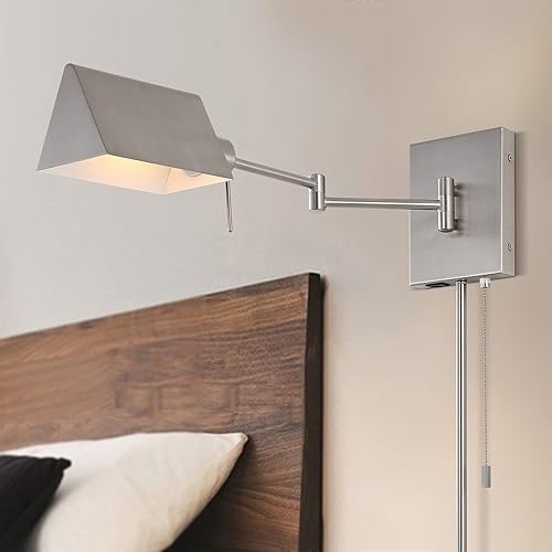 Miniatura 6 de JONATHAN Y JYL6015B Arlo - Aplique de pared LED con brazo oscilante de 22 pulgadas, 1 luz, de hierro con cable, cadena de tracción, puerto de carga