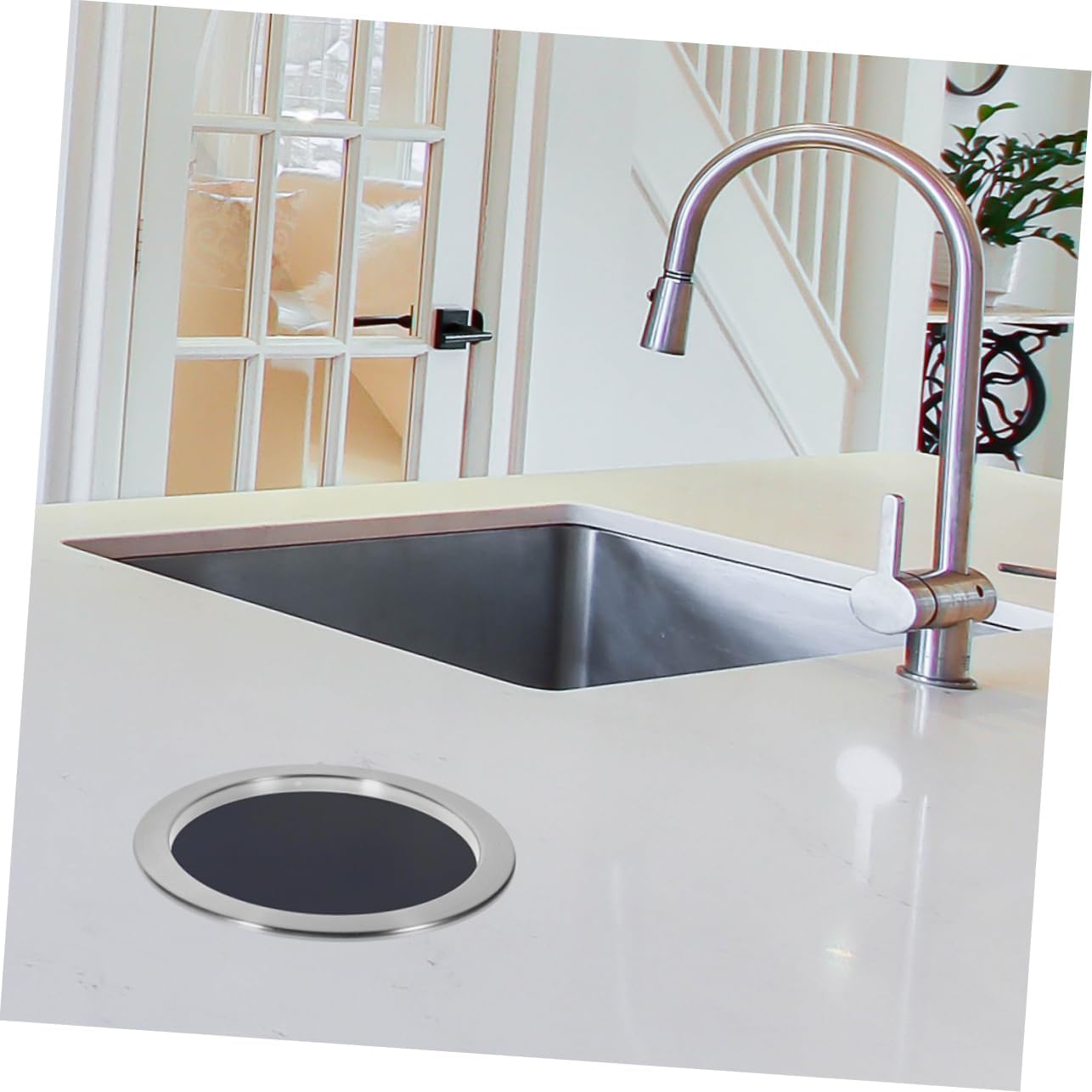 Stainless Steel round Silver Kitchen Counter Trash Chute Grommet