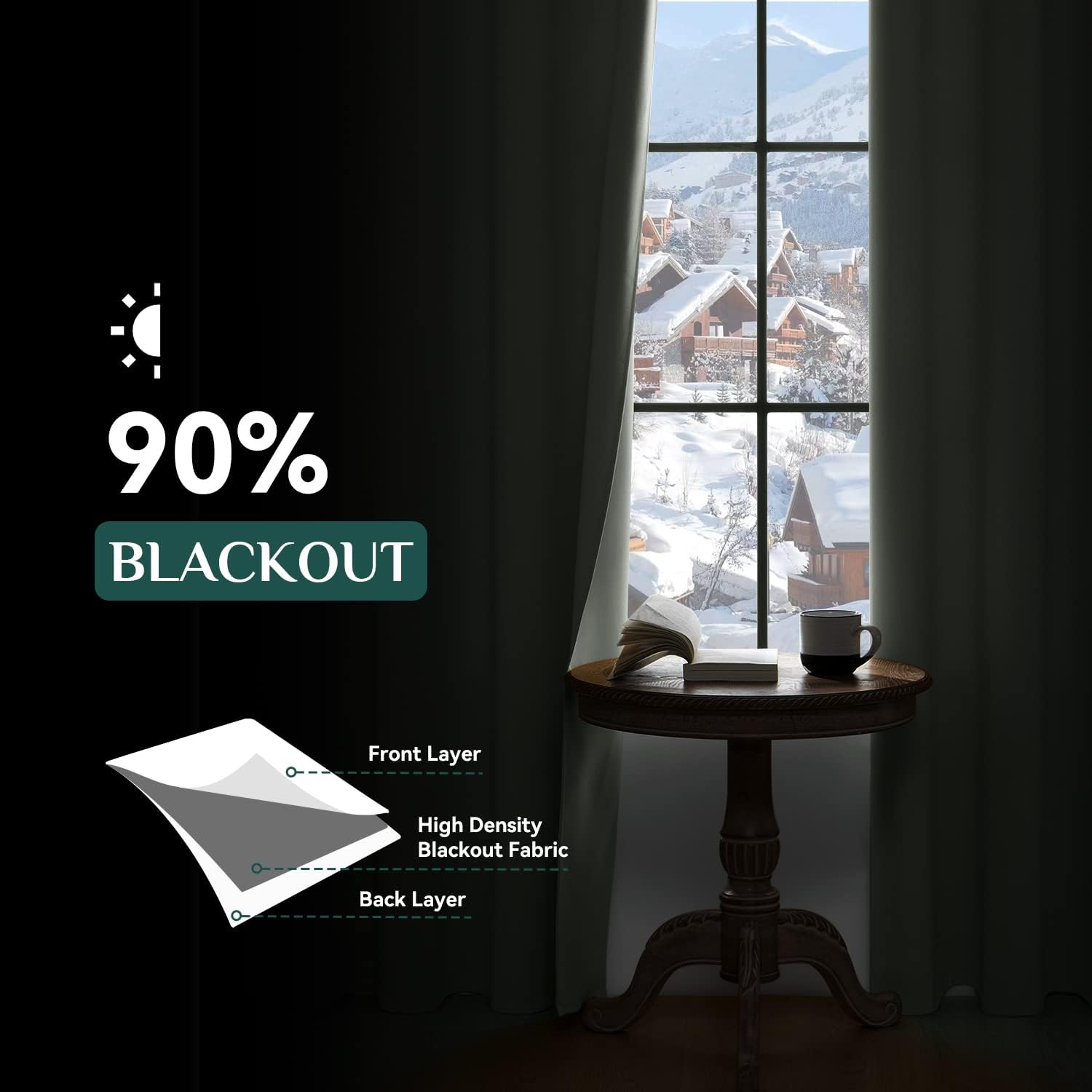 Softalker Blackout Curtains for Bedroom - Thermal Insulated Room Darkening Drapes with Tiebacks, Grommet Top Draperies for Living Room, 2 Panels Set (42 x 90 inch, Grey)