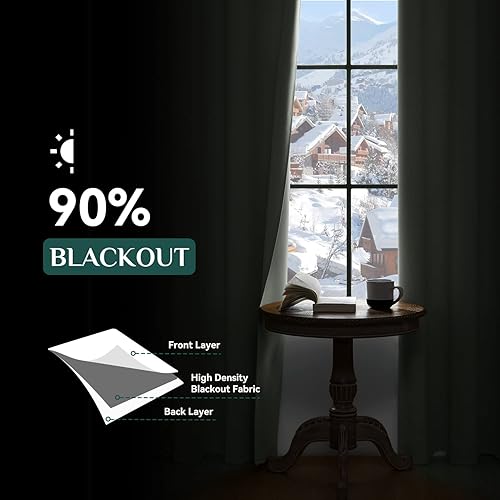 Miniatura 3 de Cortinas blackout Softalker para dormitorio, opacas con aislamiento térmico y reducción de ruido, con cuerdas y ojales superiores, para sala de