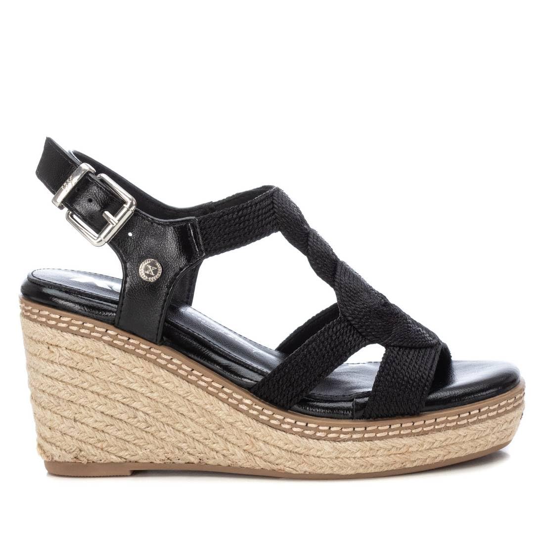 XTI 142320, Wedge sandals Woman, Black/White, 7 UK