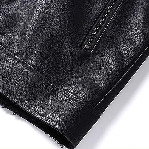 Chaqueta de cuero sintético para hombre, cálida y de corte ajustado miniatura 6