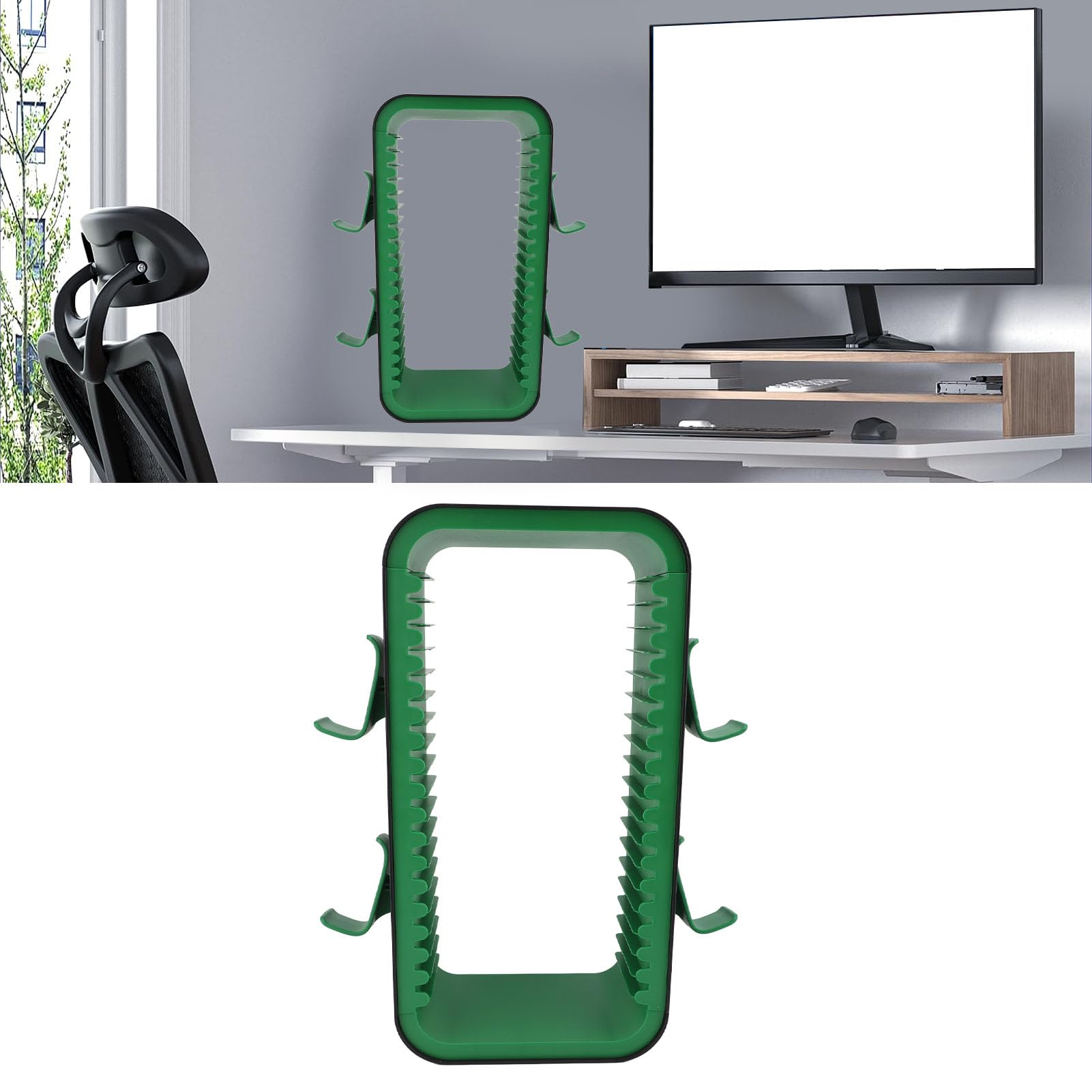 banapoy Tour de Stockage de Jeux pour Jeux de la Série X S, Organisateur Universel de Disques Game Ray jusqu'à 19 avec 4 Supports de Manettes, Support de Stockage de Vidéo, Support de Disques (GREEN)