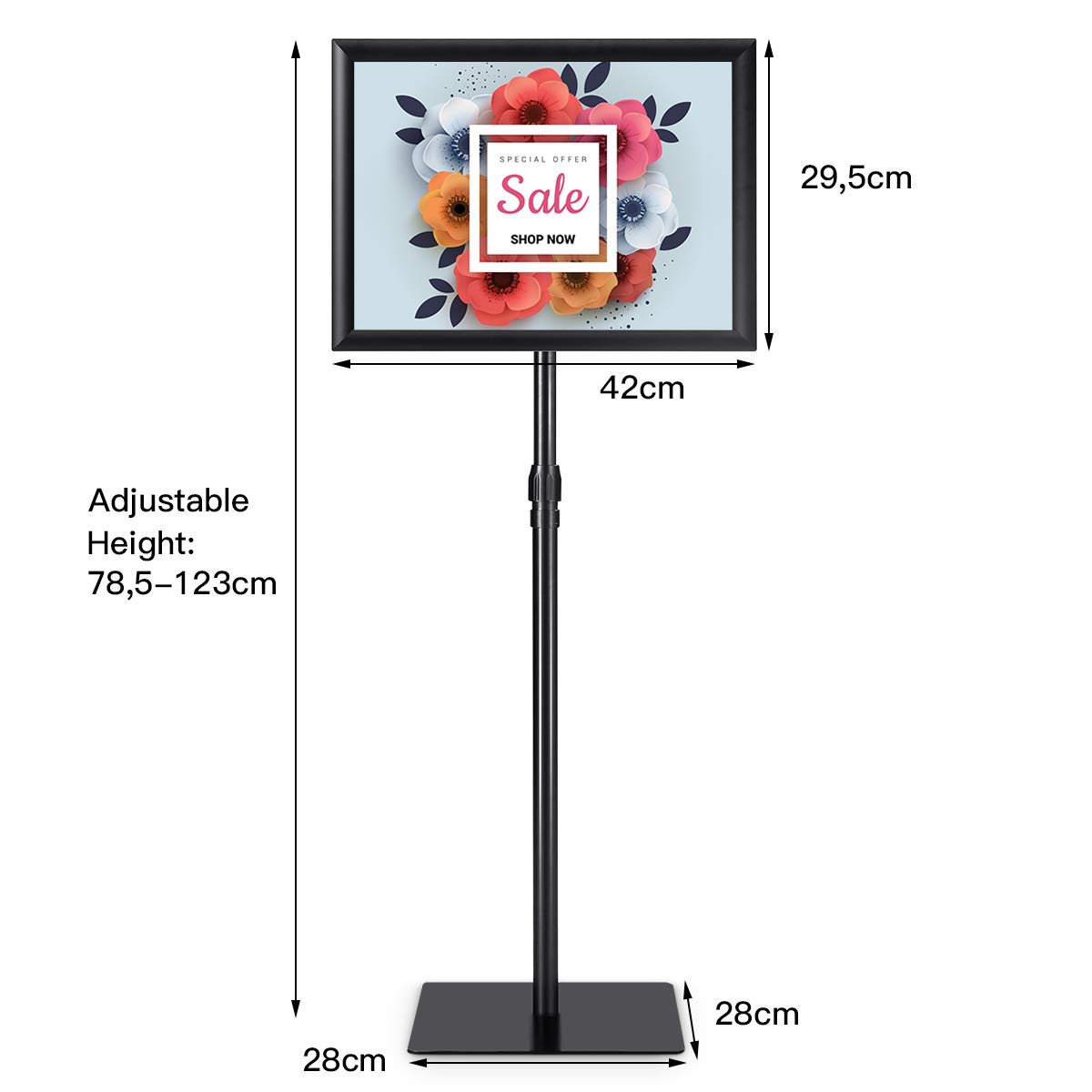 COSTWAY Infoständer A3 2er Set, Informationsständer höhenverstellbar, Plakatständer, Kundenstopper, Präsentationsständer, Werbeständer, Posterständer, Aufsteller (Schwarz)