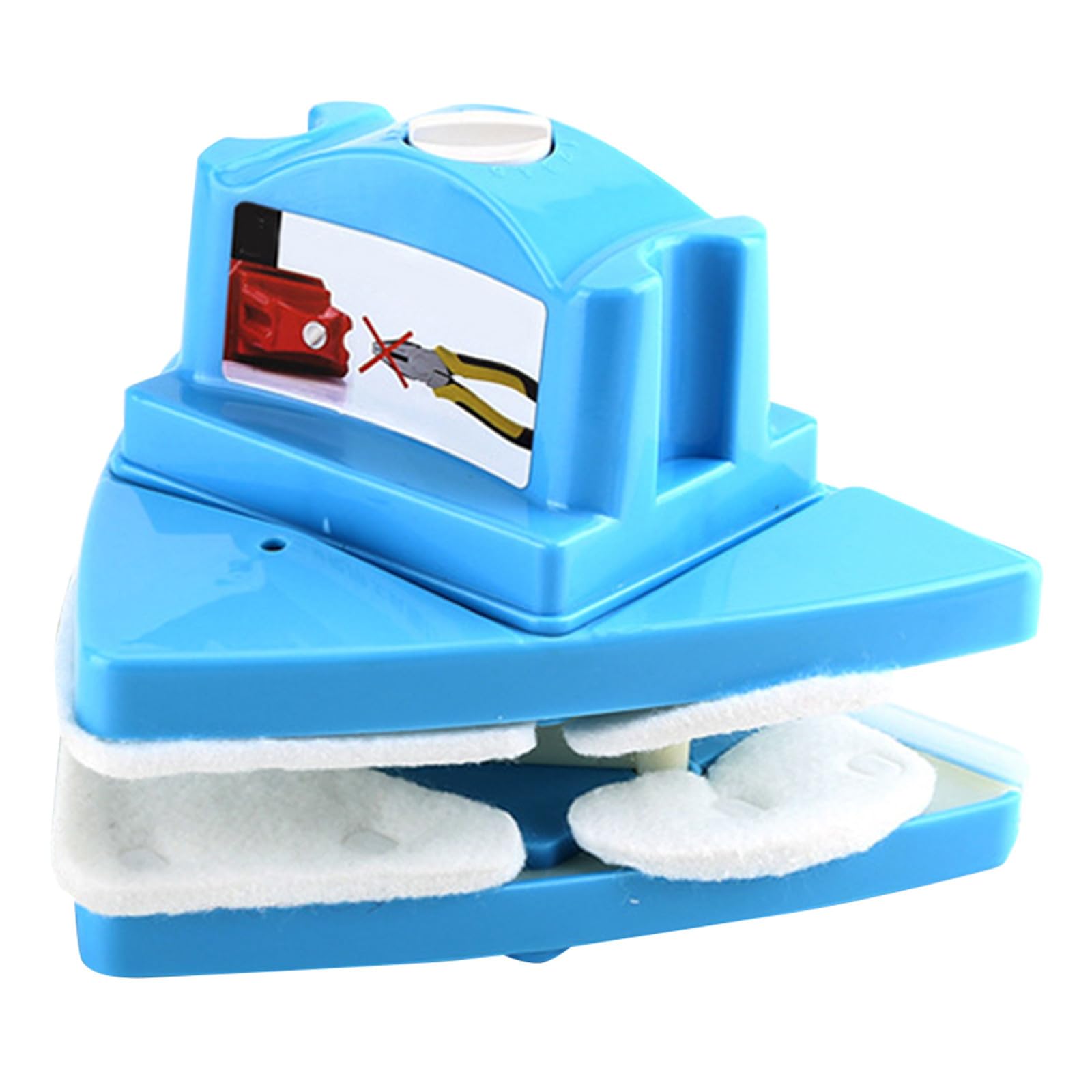 Limpiacristales Magnético de Doble Cara Ajustable Abs | Cepillo Doble, Rueda Regulable, Rasqueta Suave y Almohadilla de Microfibra, Acabado Azul para Cristales de Ventana