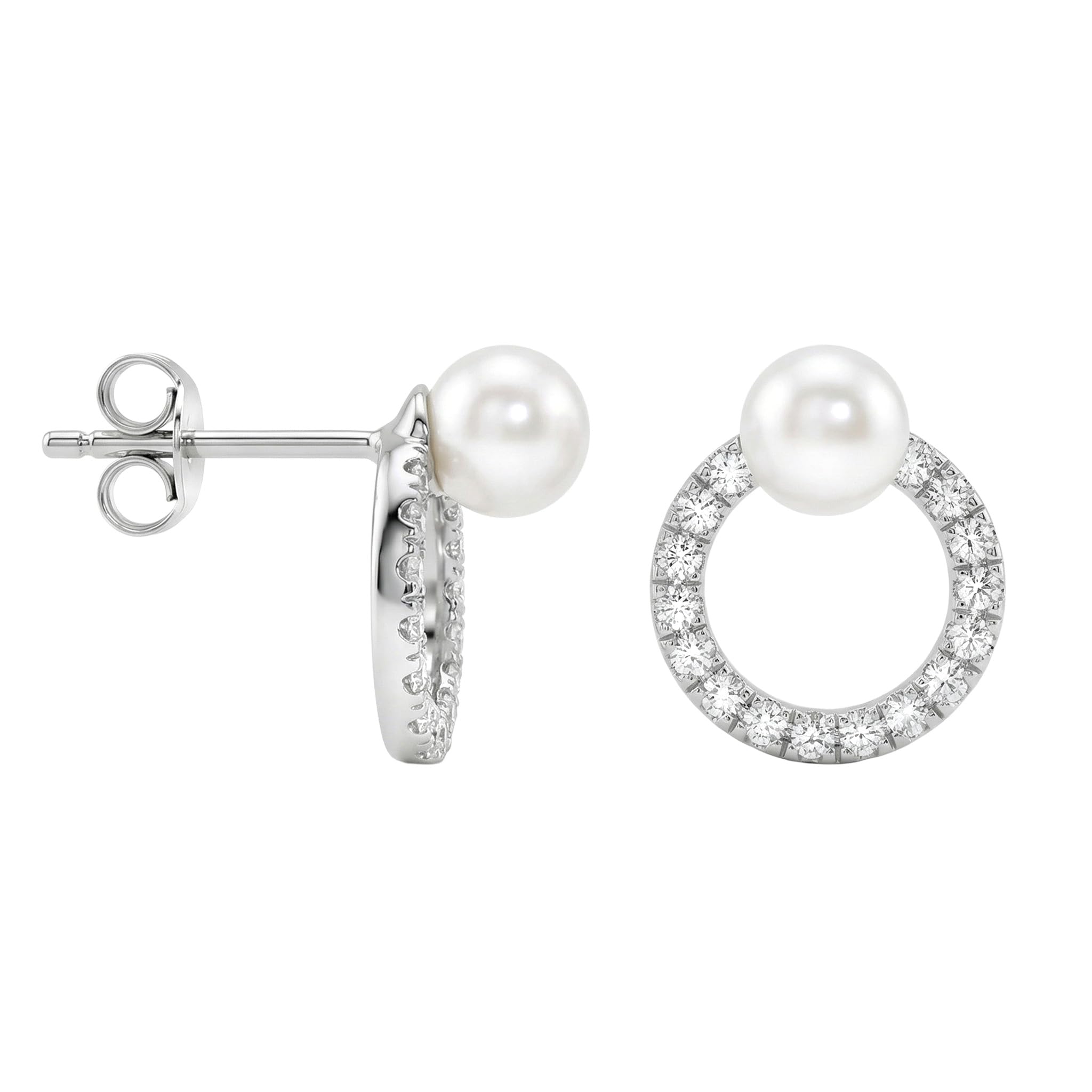 SOFIA MILANI - Damen Ohrringe 925 Silber - mit Zirkonia Steinen - Kreis Perlen Ohrstecker - E2234