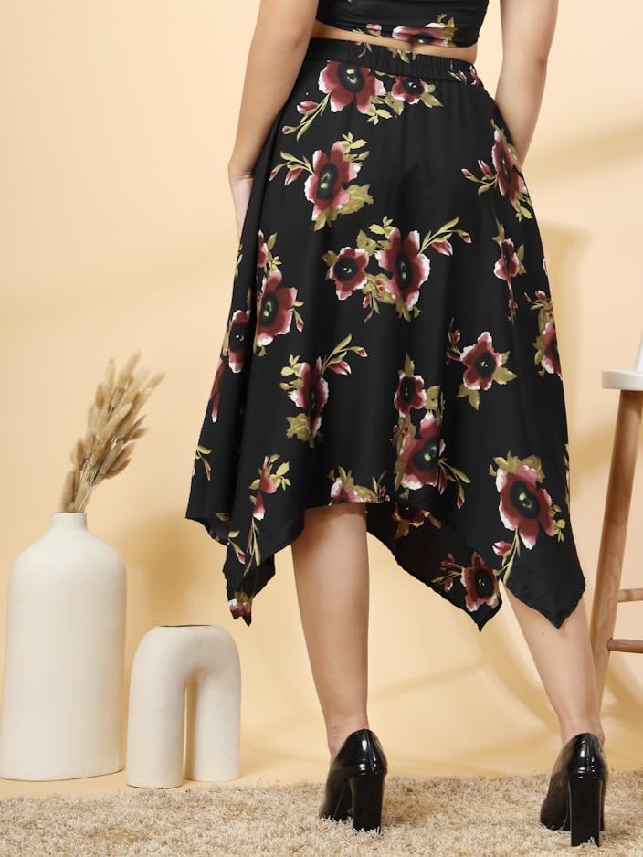 Image of OOMPH! Long Skirts for Women with Handkerchief Hem