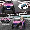 Costzon 2-Seater Ride on Car for Kids, 12V Kid' Electric Vehicles w/Remote Control, 4 Shock Absorbers, Wireless Music & FM, 3 Speeds, Ambiance Lights, Electric UTV, Kids Car for Boys Girls (Pink)